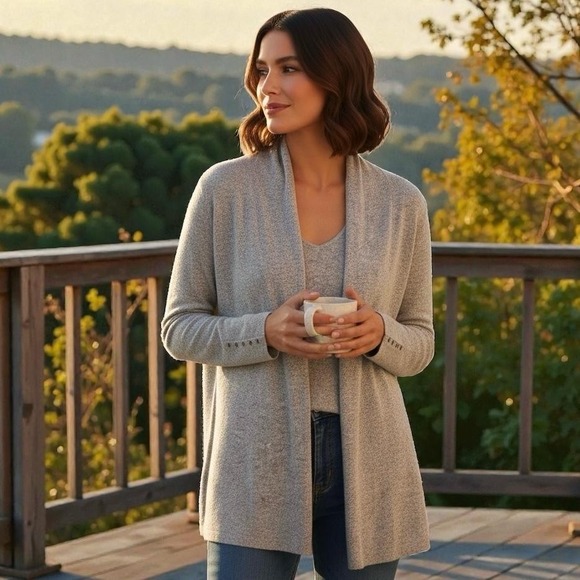 White House Black Market Sweaters - White House Black Market Cardigan & Tank Set M/S Gray Marled Knit Work Layering